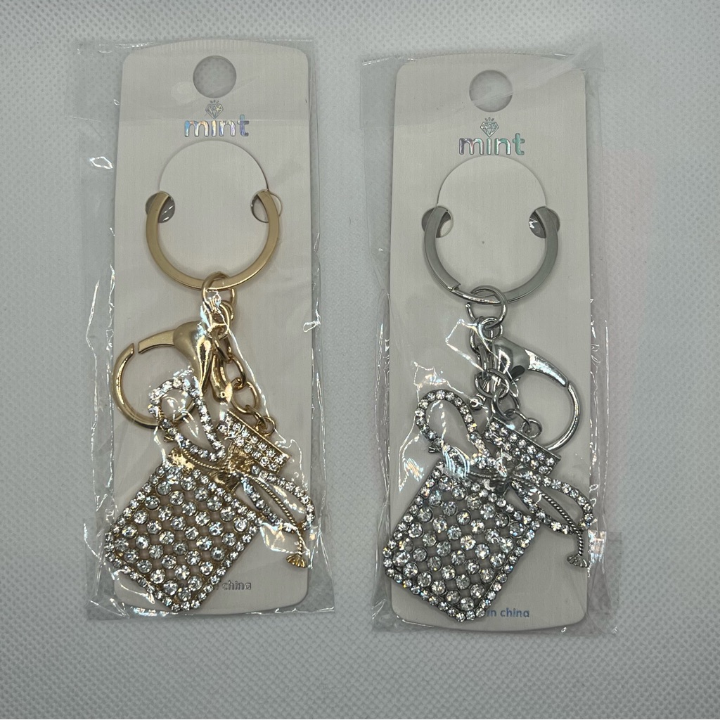 Mint Nwt - Gold Or Silver Clear Crystal Rhinestone Perfume Bottle Keychains